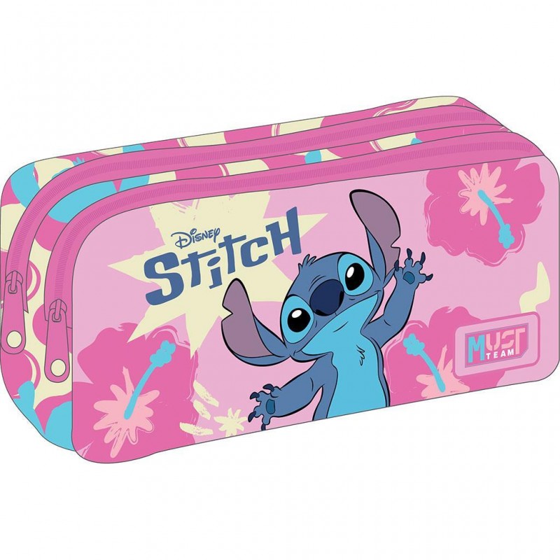 Κασετίνα Stitch Βαρελάκι 2 Θήκες Ροζ Disney Must 
