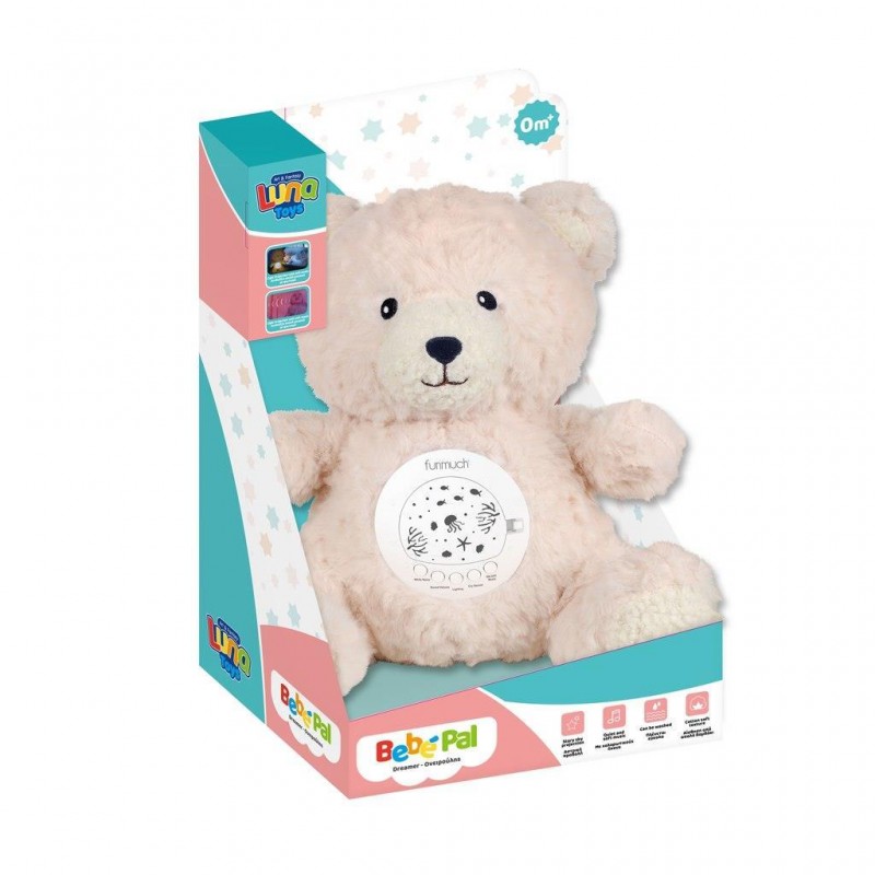 Λούτρινο Αρκουδάκι Με Προβολέα Και Ήχο 24x20x25Εκ Luna Diakakis