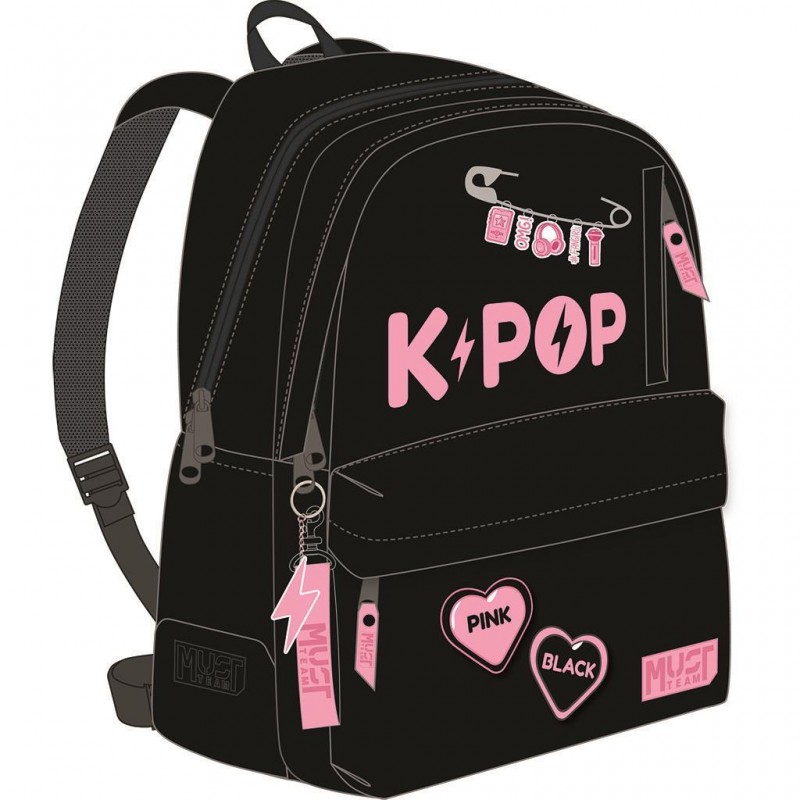 Σχολική Τσάντα Πλάτης Δημοτικού Μαύρη - Ροζ K-Pop Must 