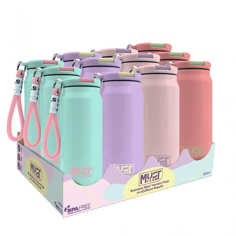 Ανοξείδωτος Θερμός 500Ml 7x19Εκ 4 Χρώματα Must Team