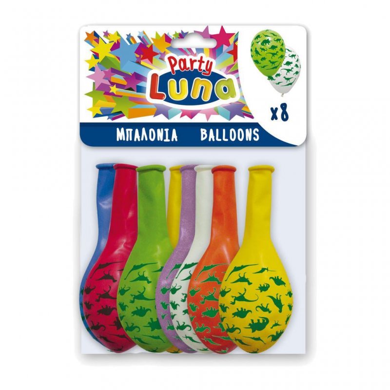 Μπαλόνια Σετ 8Τμχ Δεινόσαυροι 29x36εκ Luna  