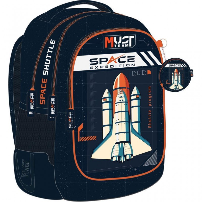 Σχολική Τσάντα Πλάτης Δημοτικού Space Expedition Μαύρη 32x18x43Εκ Must