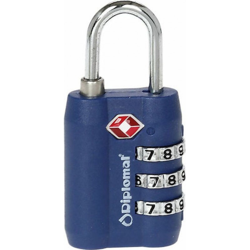 Λουκέτο Αποσκευών με 3ψήφιο Συνδυασμό με Πιστοποίηση TSA Μπλέ ACLOCK3 Diplomat