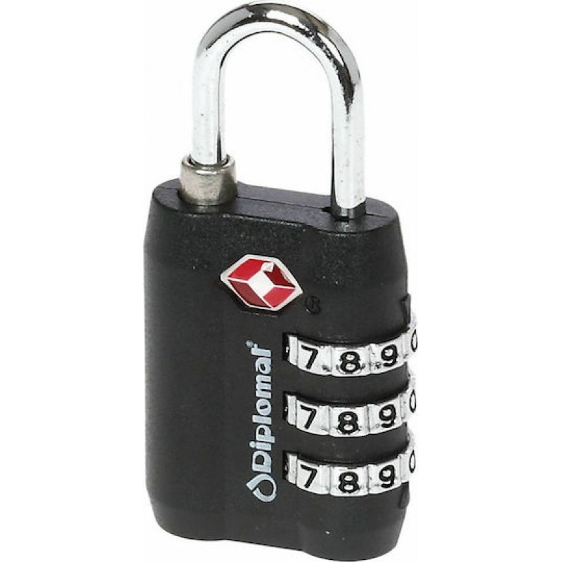 Λουκέτο Αποσκευών με 3ψήφιο Συνδυασμό με Πιστοποίηση TSA Μαύρο ACLOCK3 Diplomat