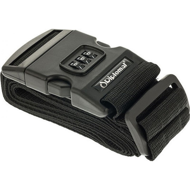 Ιμάντας Βαλίτσας με 3ψήφιο Συνδυασμό σε Μαύρο Χρώμα Diplomat