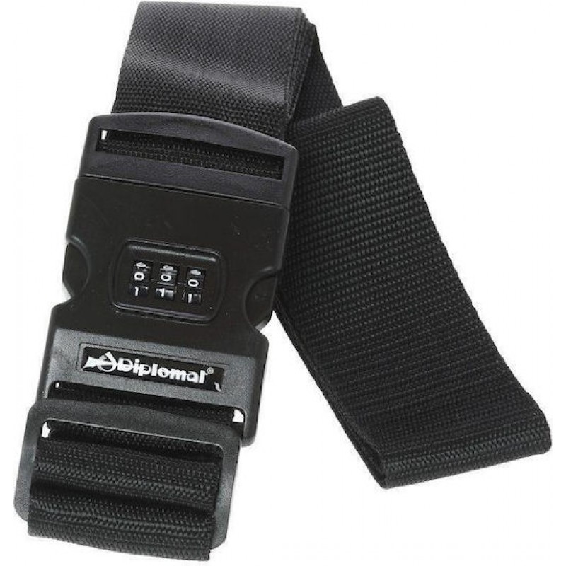 Ιμάντας Βαλίτσας με 3ψήφιο Συνδυασμό σε Μαύρο Χρώμα Diplomat