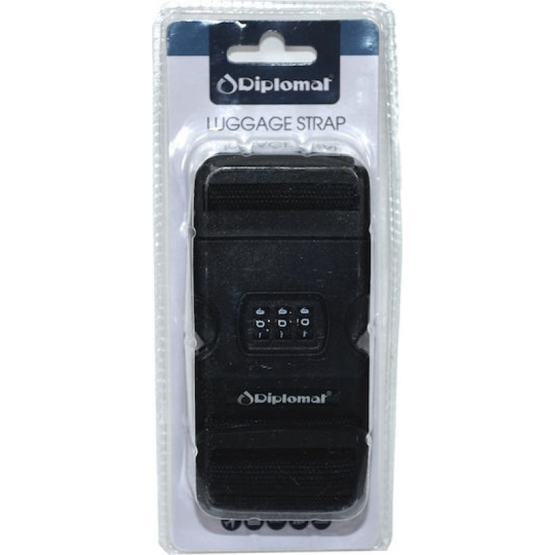 Ιμάντας Βαλίτσας με 3ψήφιο Συνδυασμό σε Μαύρο Χρώμα Diplomat