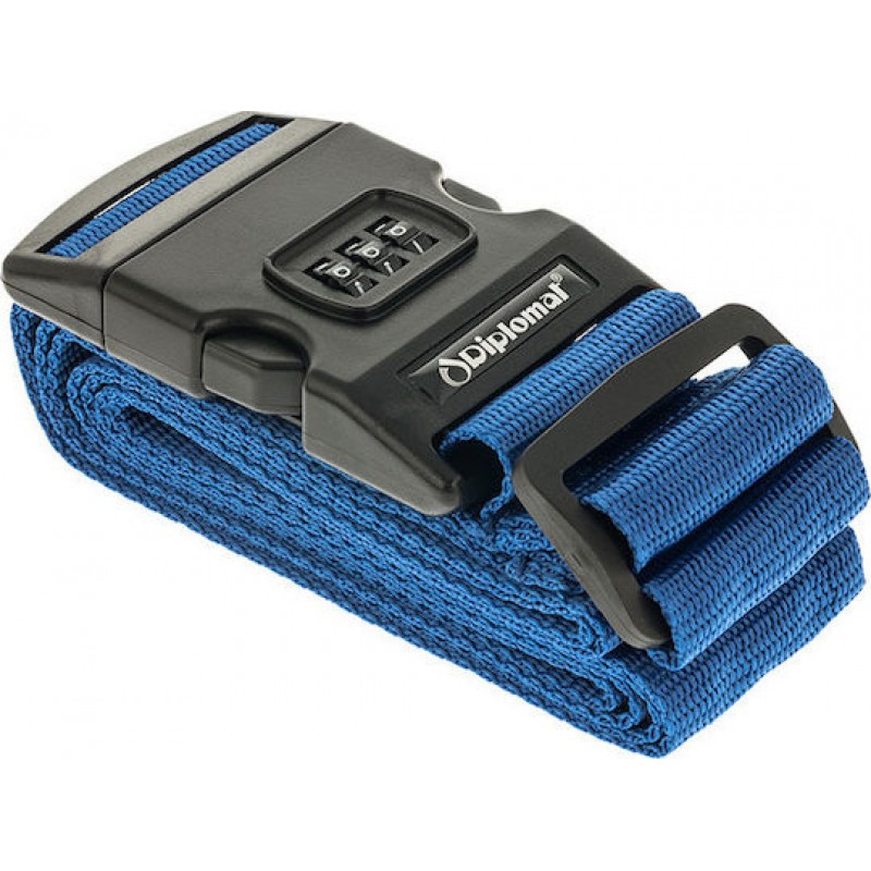 Ιμάντας Βαλίτσας με 3ψήφιο Συνδυασμό σε Μπλέ Χρώμα Diplomat