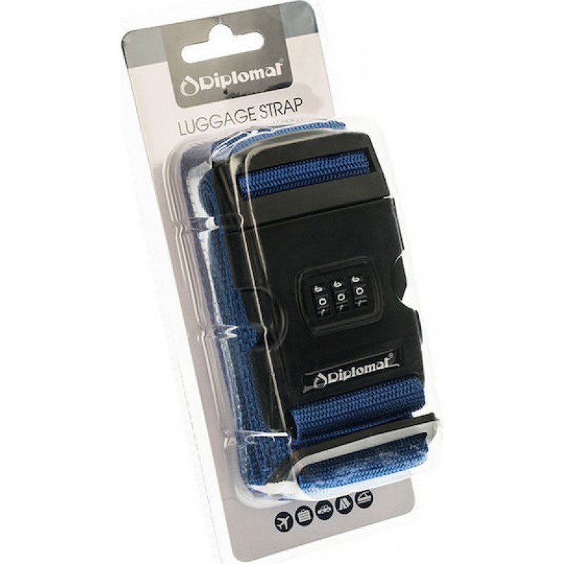 Ιμάντας Βαλίτσας με 3ψήφιο Συνδυασμό σε Μπλέ Χρώμα Diplomat