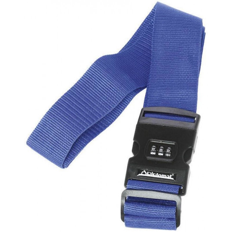 Ιμάντας Βαλίτσας με 3ψήφιο Συνδυασμό σε Μπλέ Χρώμα Diplomat