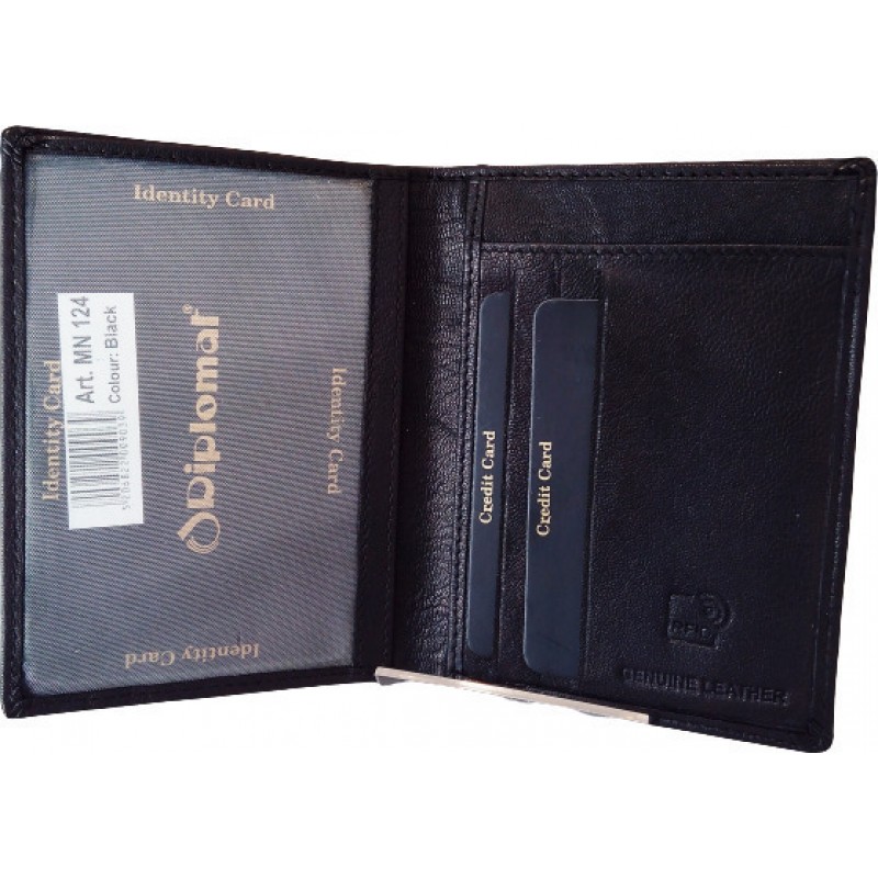 Πορτοφόλι Δερμάτινο Ανδρικό Καρτών Με RFID Μαύρο Diplomat 