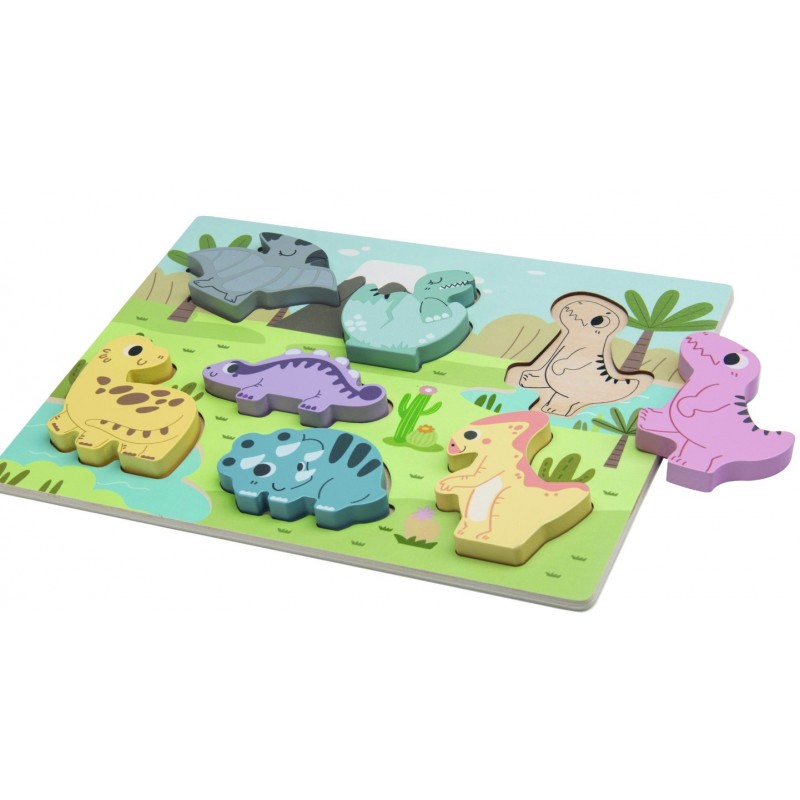 Ξύλινο Παζλ Με Δεινοσαυράκια 18m+ 30x2x23cm Doly Toys
