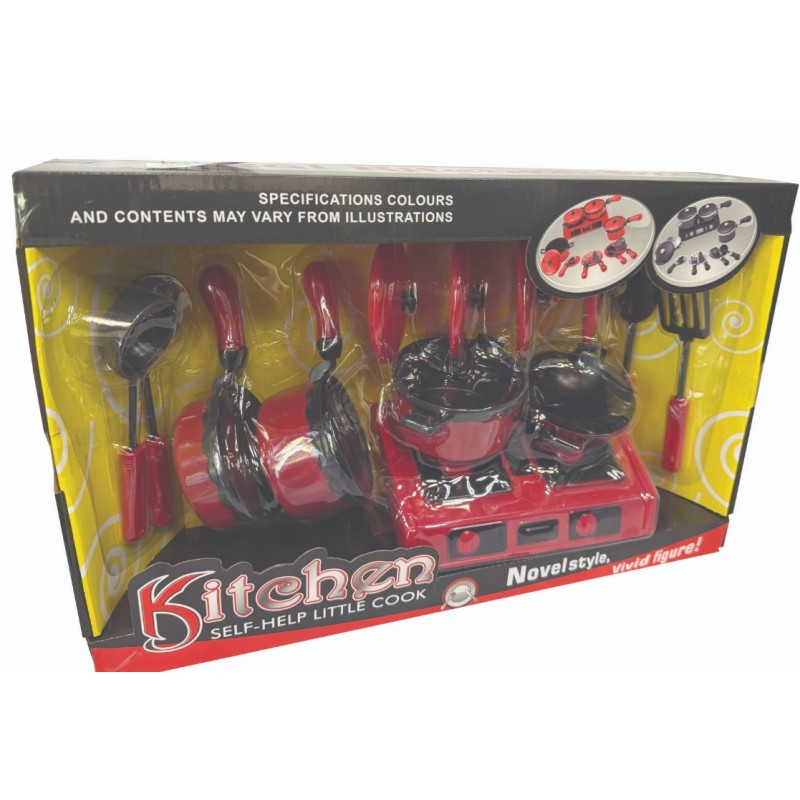 Σετ Κόκκινα Κουζινικά Σκεύη Και Κουζίνα Doly Toys