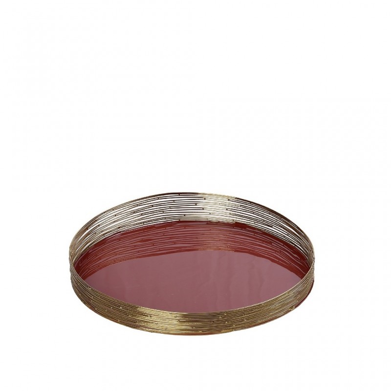 Δίσκος Στρογγυλός Μεταλλικός Ροζ Σκούρο Χρυσό 30Εκ