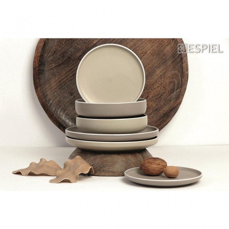 Πιάτο Ρηχό Στρογγυλό  Mood Beige Nordic/Step 27.3x27.3x3.5Εκ Espiel