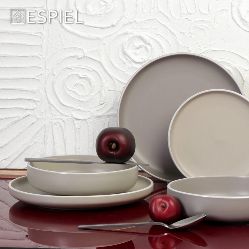 Πιάτο Ρηχό Στρογγυλό  Mood Beige Nordic/Step 27.3x27.3x3.5Εκ Espiel