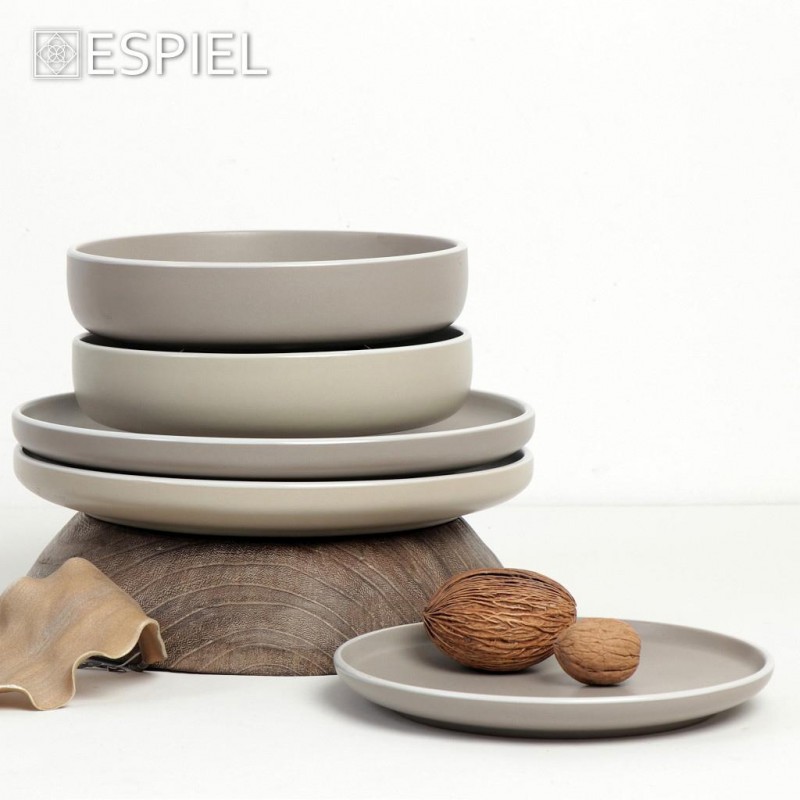 Πιάτο Ρηχό Στρογγυλό  Mood Beige Nordic/Step 27.3x27.3x3.5Εκ Espiel