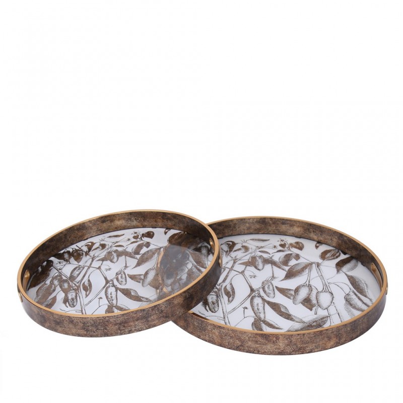 Δίσκος Γυάλινος/Πλαστικός Στρογγυλός Σετ 2 39.5Χ39.5Χ4Εκ Espiel