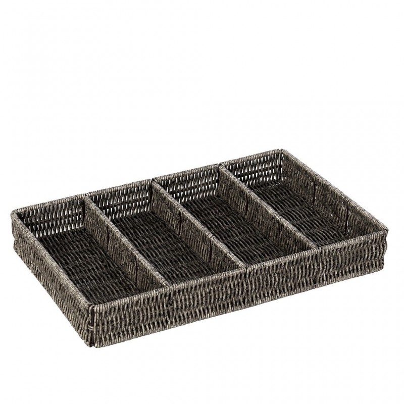 Δίσκος Με Διαχωριστικά Ψάθινος Γκρι 40x26x5.5Εκ Espiel