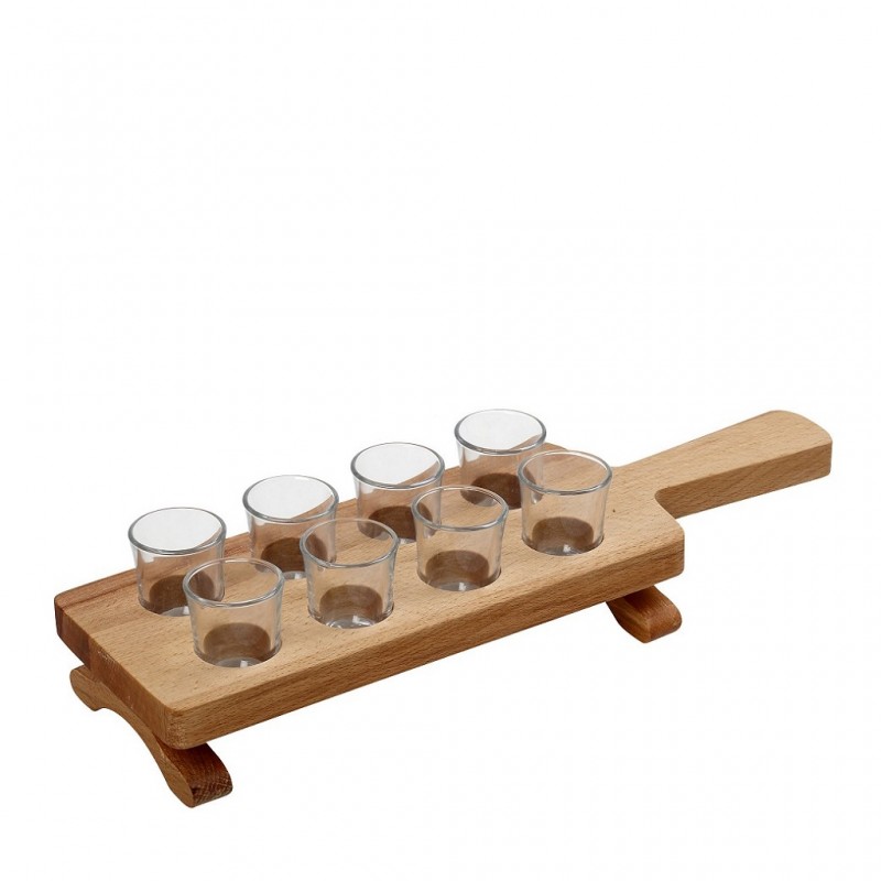 Σετ Ξύλινος Δίσκος Με 8 Σφηνάκια 40Ml 40x12Εκ Espiel