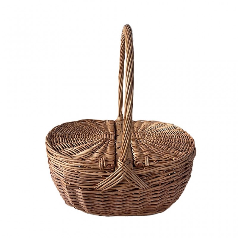 Καλάθι Ψάθινο Με Καπάκι Οβάλ Μπεζ 42x28, 5x45Εκ Espiel