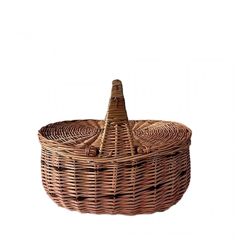 Καλάθι Ψάθινο Με Καπάκι Οβάλ Μπεζ 42x28x36Εκ Espiel