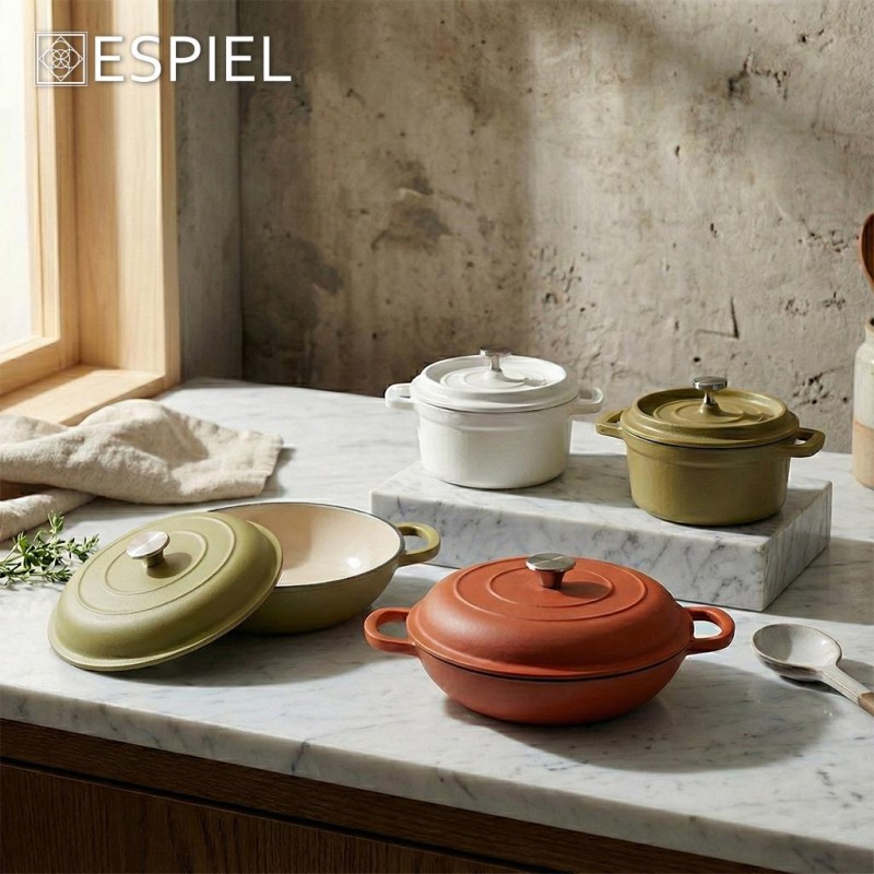 Volcano Κατσαρολα Ρηχη Cast-Iron Κεραμιδί Με Enamel 3200Ml 30Εκ