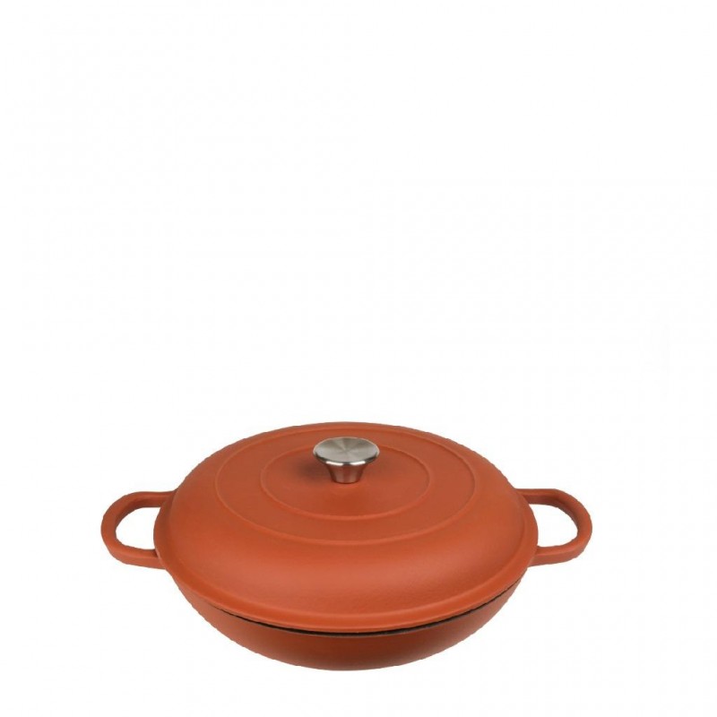 Volcano Κατσαρολα Ρηχη Cast-Iron Κεραμιδί Με Enamel 3200Ml 30Εκ