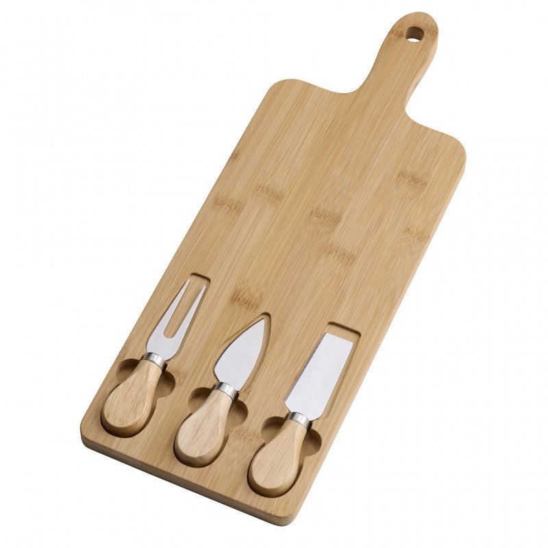 Επιφάνεια Κοπής Τυριών & Μαχαίρια Σετ 3 Bamboo 42x15x40Εκ. Day Espiel