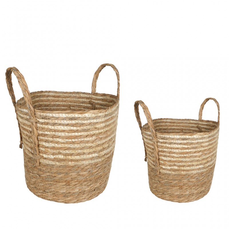 Καλάθι Με Λαβές Seagrass Σετ/2 32X37Εκ 27X34Εκ Espiel