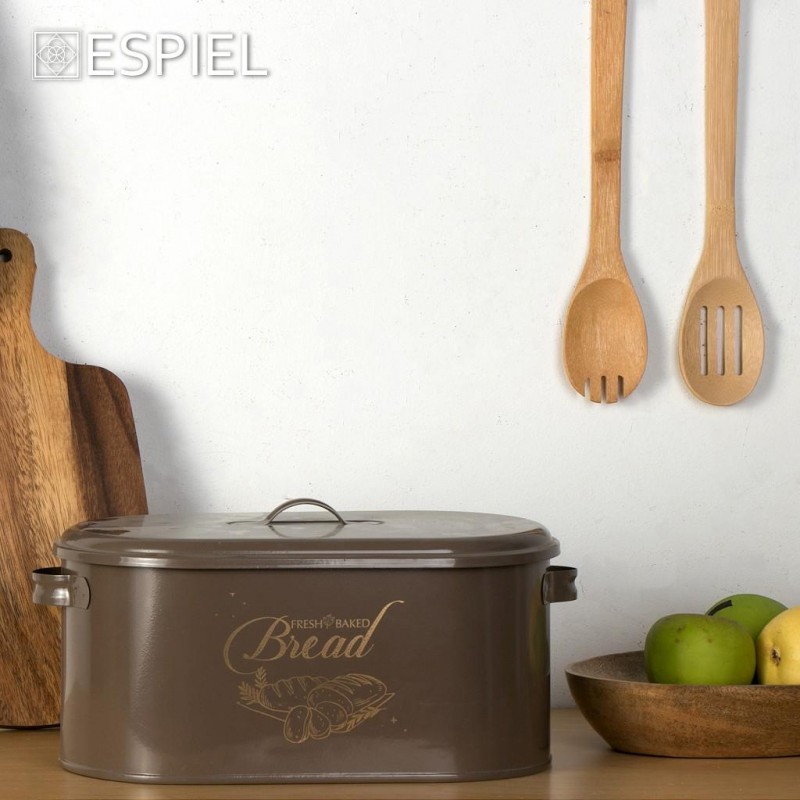 Ψωμιέρα Μεταλλική Με Καπάκι Καφέ 33-36x20x16.5Εκ Espiel