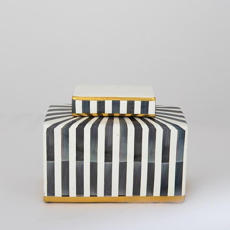 Βάζο Με Καπάκι Κεραμικό Μπλε & Μαύρο 20.5x9x16Εκ Estheti