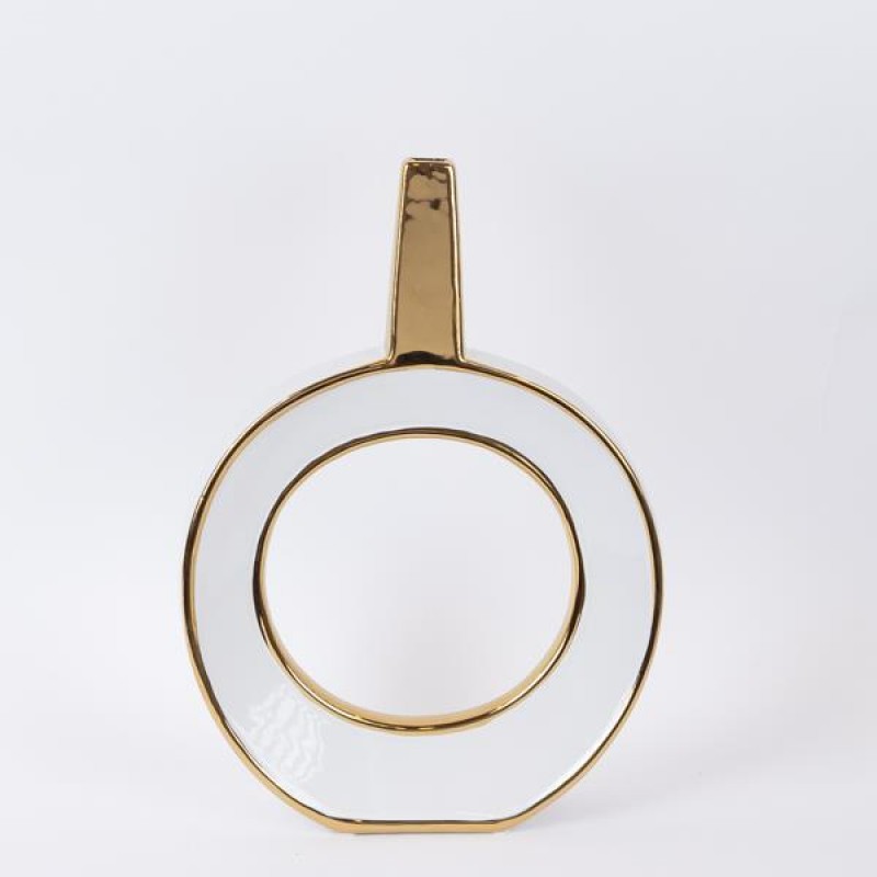 Βάζο Κεραμικό Λευκό & Χρυσό 27x16x38cm Estheti