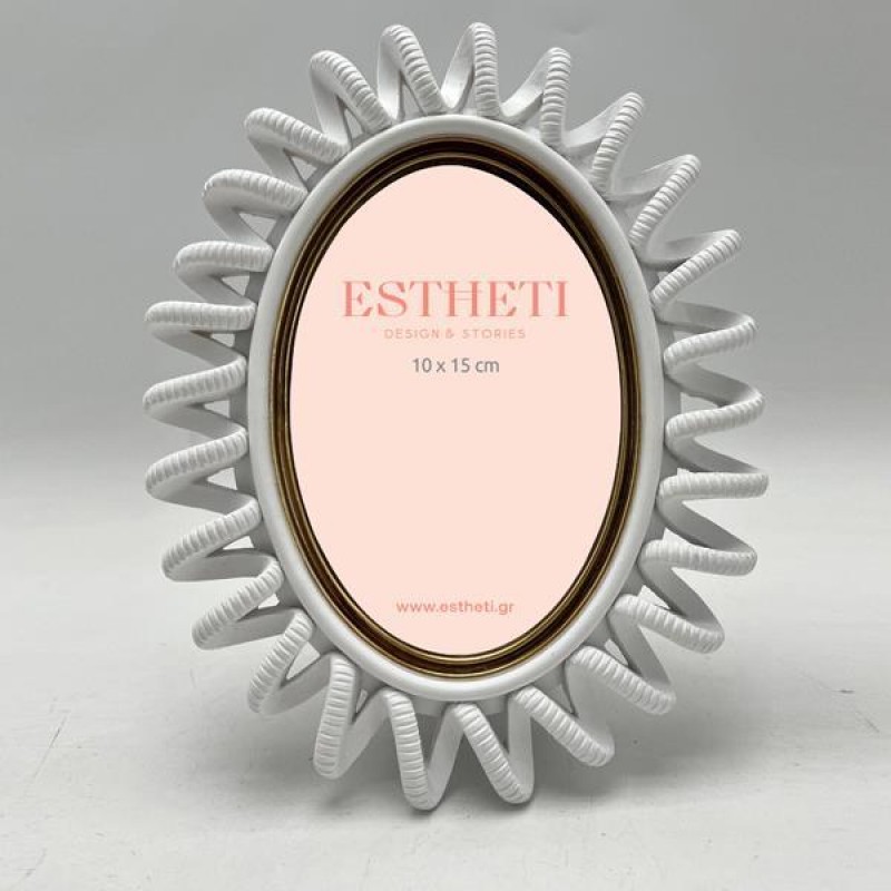 Κορνίζα (10x15) Επιτραπέζια Πολυρεζίνη Λευκή 17x2x22εκ Estheti