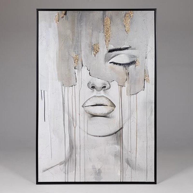 Πίνακας Καμβάς Πλαίσιο Πρόσωπο Μπεζ 80x120Εκ Estheti 