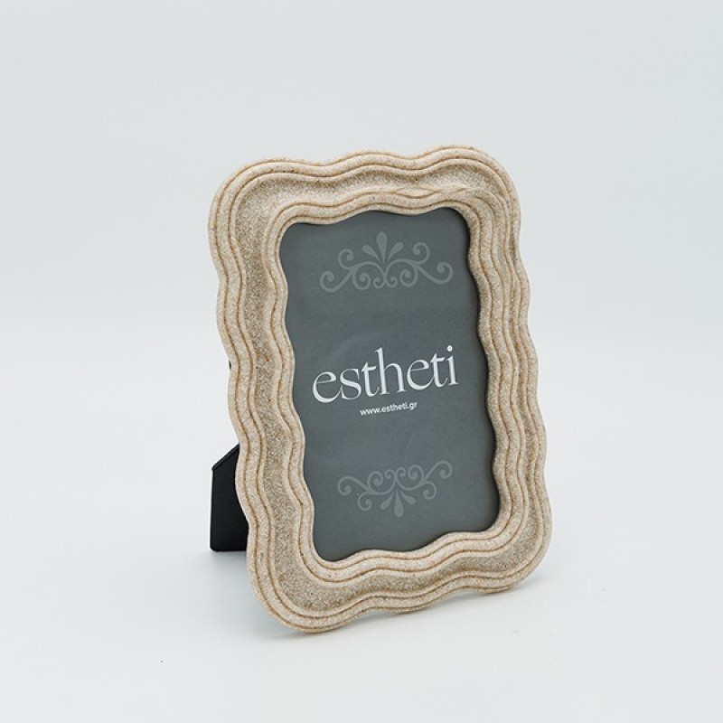 Κορνίζα (10x15) Με Εφέ Αμμόπετρας Πολυρεζίνη Κρεμ 14.5x2x19.5Εκ Estheti