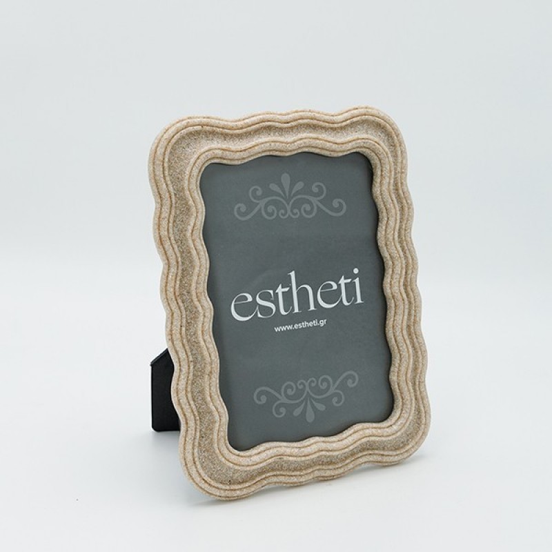 Κορνίζα (13x18) Επιτραπέζια Με Εφέ Αμμόπετρας Πολυρεζίνη Κρεμ 16.5x2x22Εκ Estheti 