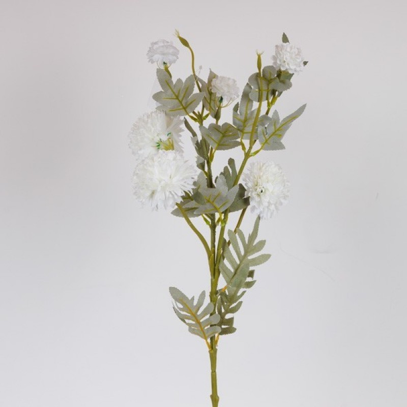 Λουλούδια/Κλαδί Χρυσάνθεμο μπάλα Λευκό 77Εκ Estheti