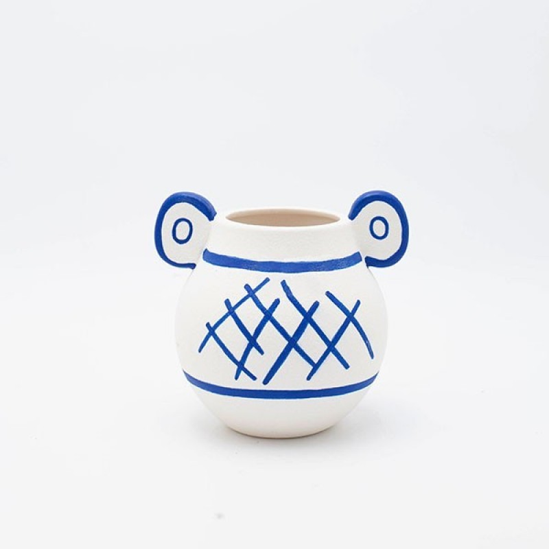 Βάζο Πορσελάνη Λευκό - Μπλε 15.9x13.5x10Εκ Estheti