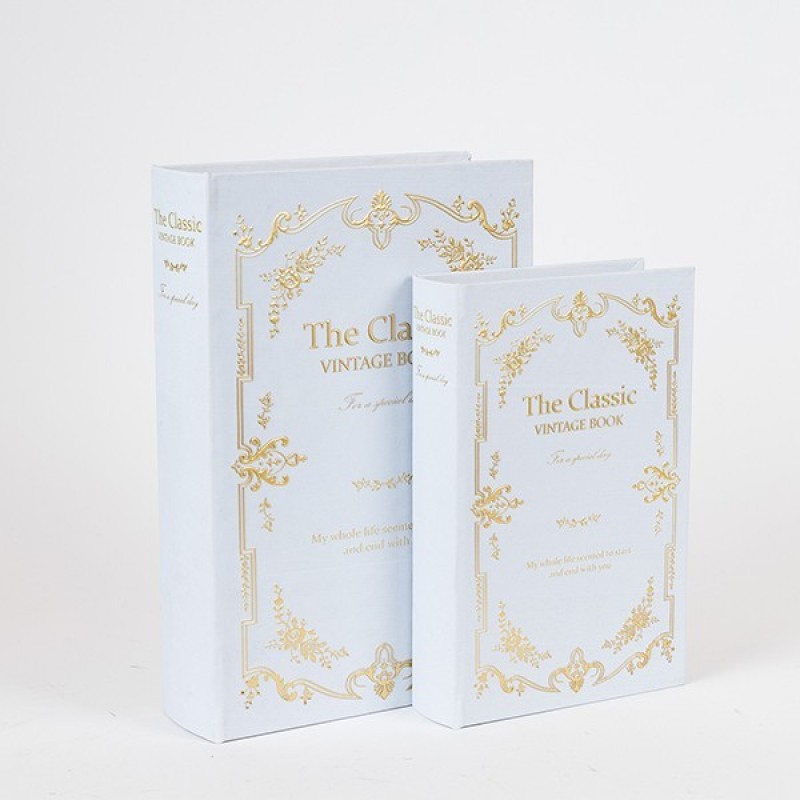 Διακοσμητικό Κουτί The Classic Vintage Book S/2 Ξύλινο Λευκό 30x21x7Εκ Estheti