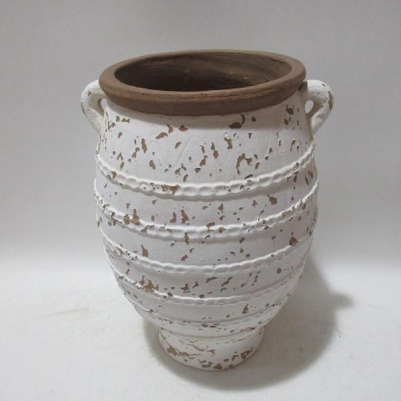 Πιθάρι Τσιμέντο Λευκό-Καφέ 30x29x40.5Εκ Estheti