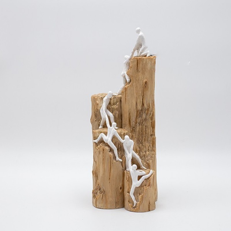 Διακοσμητικό Γλυπτό Με Ανθρώπινες Φιγούρες Που Σκαρφαλώνουν Πολυρεζίνη Σε Φυσικό/Λευκό χρώμα 11.5x11.5x28.5Εκ Estheti