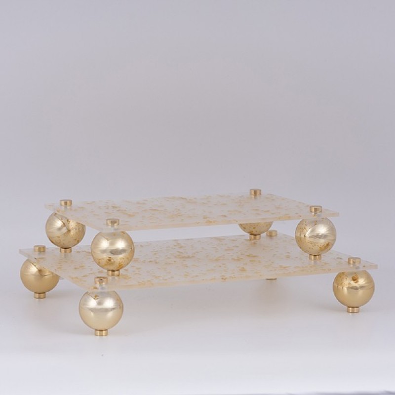 Σετ/2 Δίσκοι Πλαστικοί Με Μεταλλικά Χρυσά Στοιχεία 36x26x6.5Εκ / 30x20x6.5Εκ Estheti