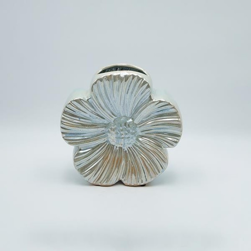 Βάζο Λουλούδι Κεραμικό Μπλε-Μπεζ 24x8.5x24Εκ Estheti