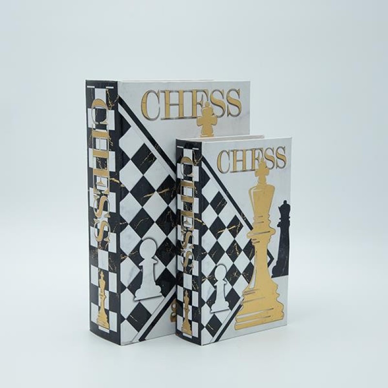 Διακοσμητικό Κουτί Βιβλίο Ξύλινο Άσπρο-Χρυσό-Μαύρο 18x7x27Εκ Estheti