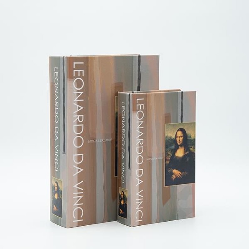 Σετ/2 Διακοσμητικό Κουτί Βιβλίο Ξύλινο Καφέ-Μαύρο 18x7x27Εκ Estheti