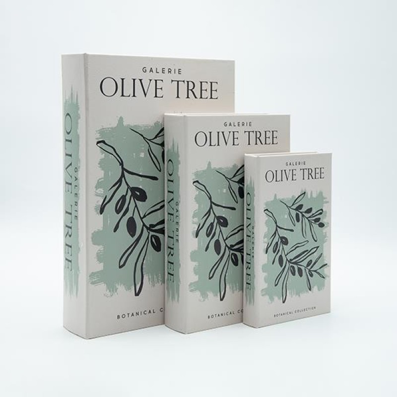 Σετ/3 Διακοσμητικό Κουτί Βιβλίο Ξύλινο Άσπρο-Γκρι 22x7x33Εκ Estheti