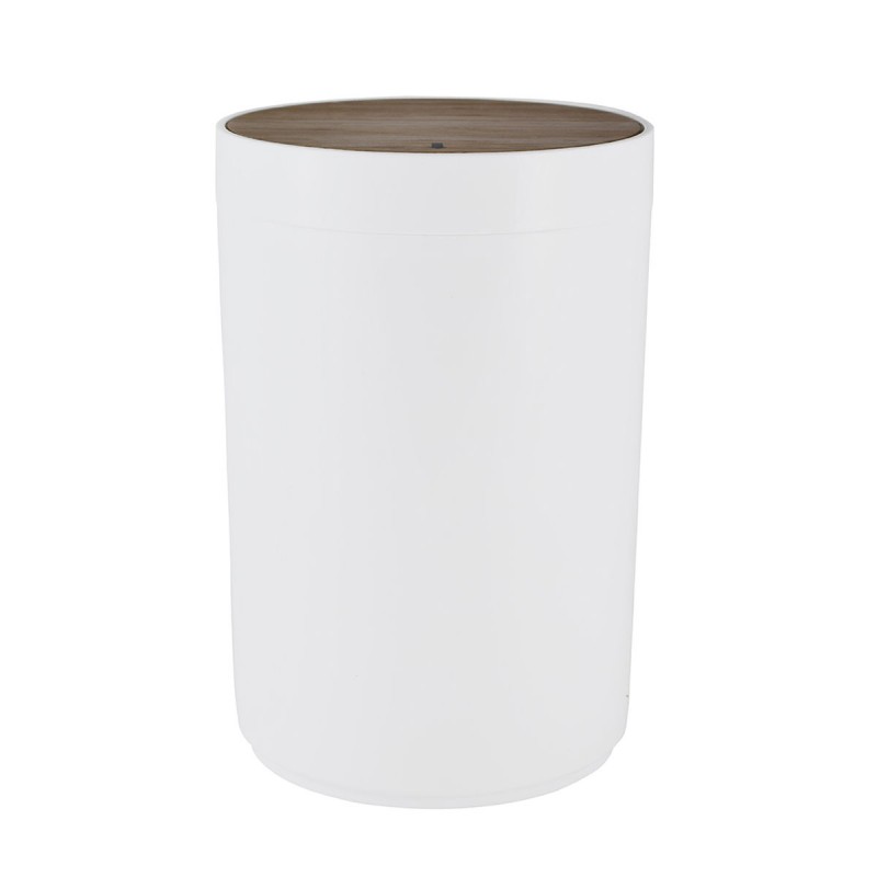 Χαρτοδοχείο Πλαστικό 5lt Με Καπάκι Bamboo Παλλόμενο Λευκό 18x18x26εκ