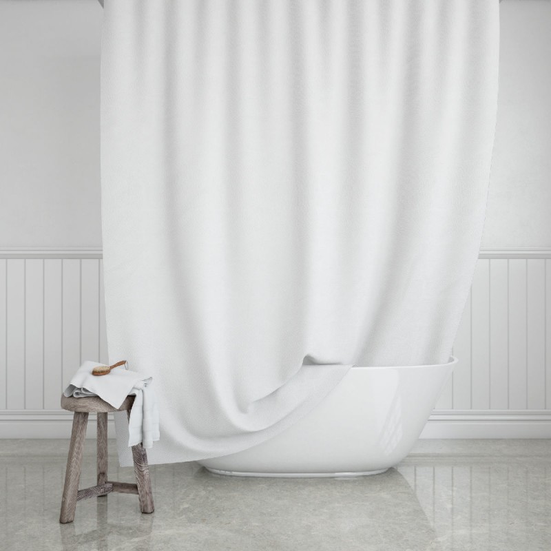 Κουρτίνα Μπάνιου Αδιάβροχη Πολυεστερική Λευκή 180x200εκ Estia