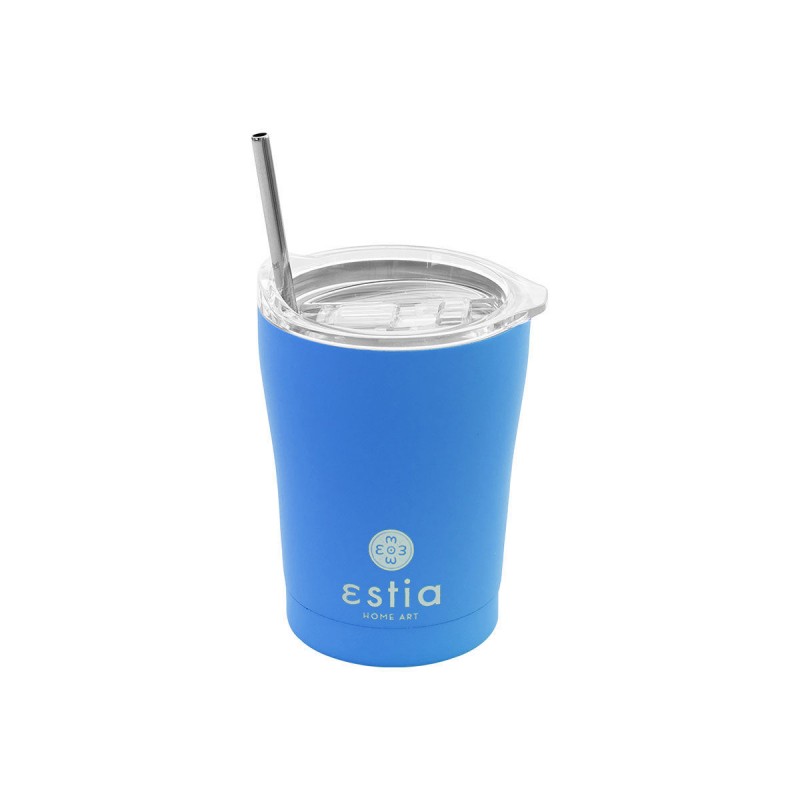 Θερμός Ποτήρι με Καλαμάκι 350ml Coffee Mug Save The Aegean Olympic Blue Estia
